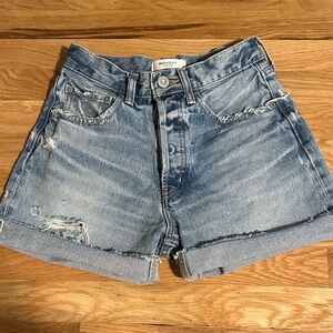 Moussy Vintage Faded Blue Distressed Cut-off Denim Shorts sz 25